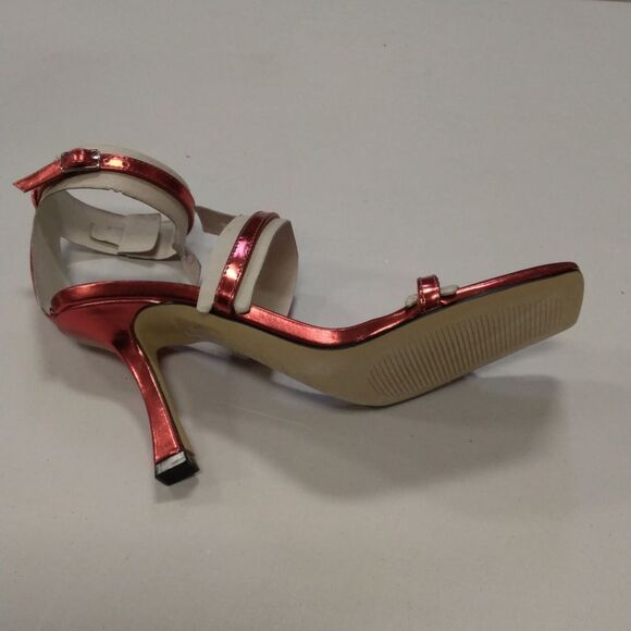 Marc Fisher Red and White Strappy Heels - Picture 4 of 4